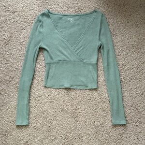 PacSun Sage Green Ribbed Crop Top